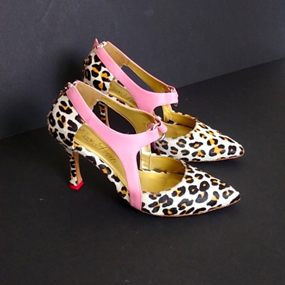 Claire Flowers Womens Shoes Heels Pumps Leopard Pony Hair   Pink Business